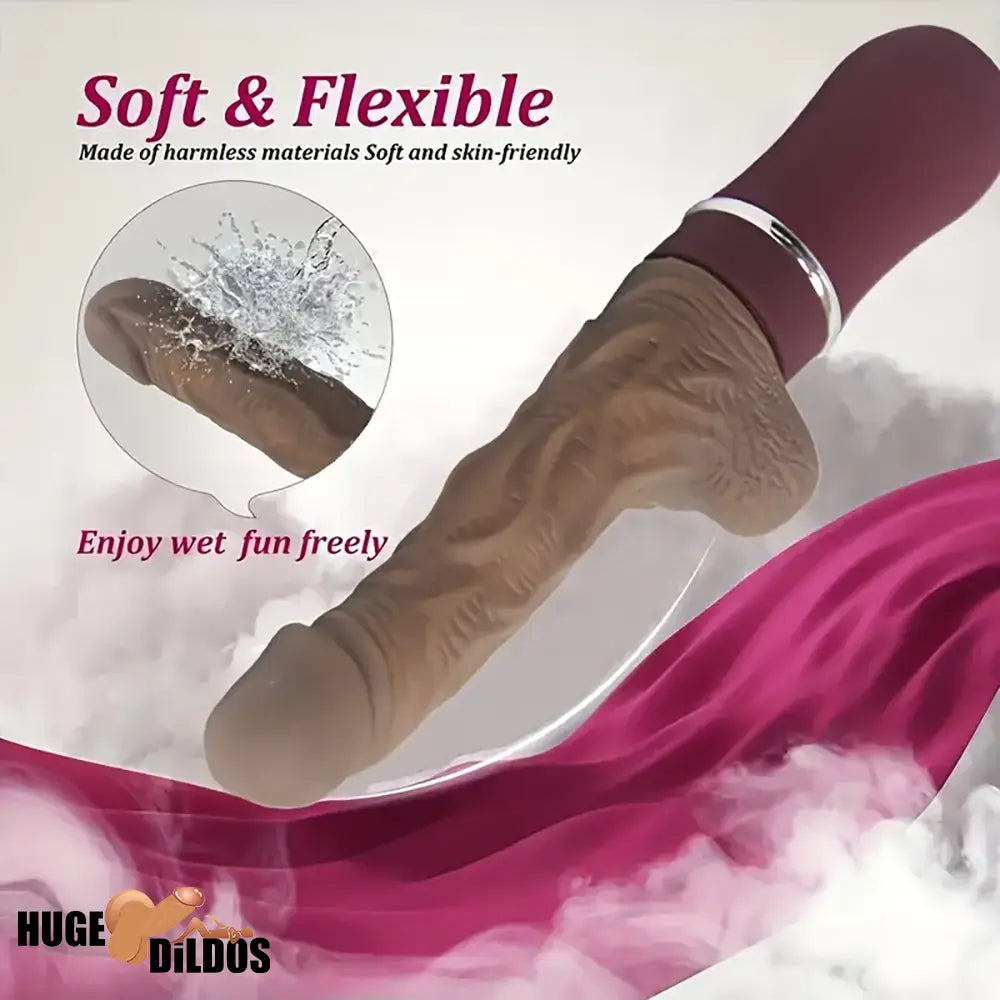 10.6in Large Vibrating Thrusting Big Silicone Soft Heated Dildo Machine