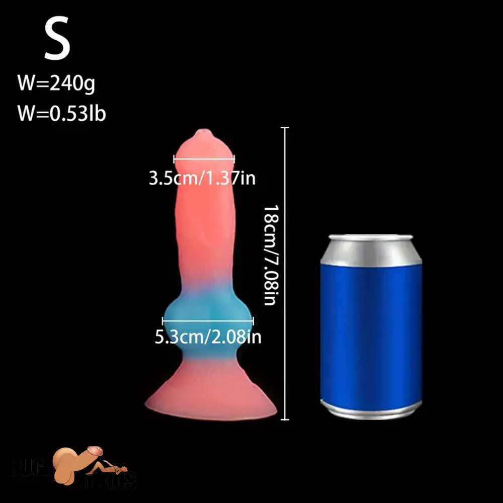 7.08in 7.48in 9.44in 10.23in 13in Silicone Soft Big Glowing Dog Cock Knot Dildo