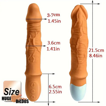8.46in Automatic Soft Real Silicone G Spot Heating Vibrating Adults Dildo
