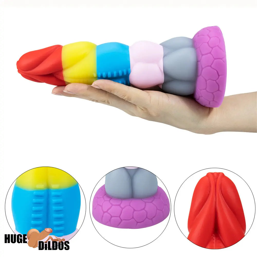 8.66in Silicone Rainbow Soft Big Dildo For Gay LGBT Vaginal Sex Orgasm