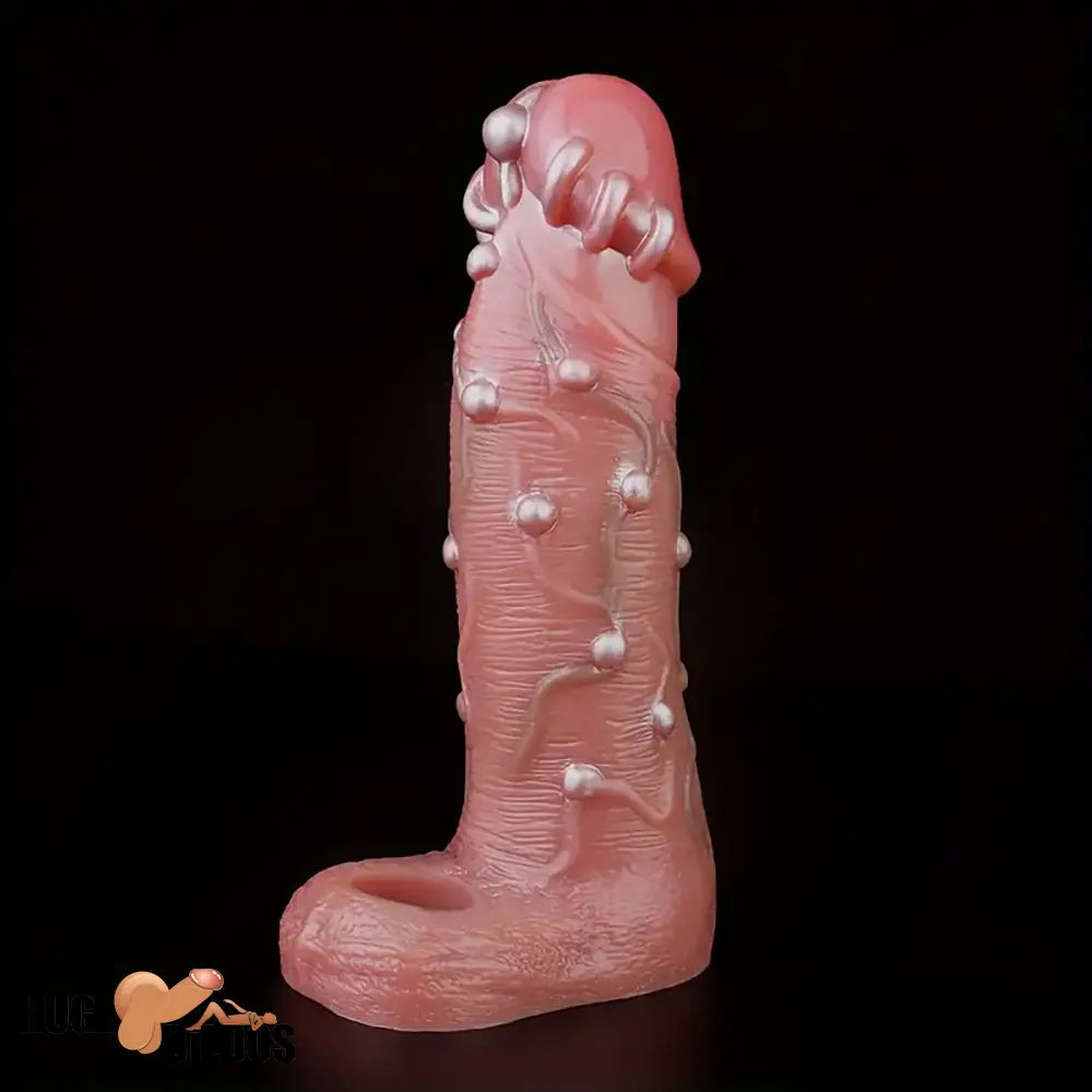 8.46in Realistic Large Silicone Soft Hollow Dildo Sleeve With Pearl