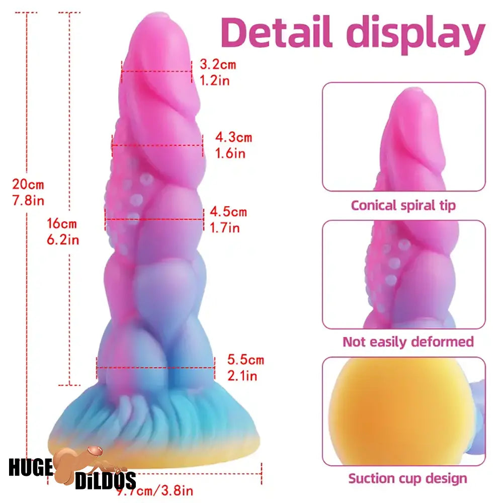 7.8in Monster Luminous Silicone Women Dildo For Hands-Free G Spot