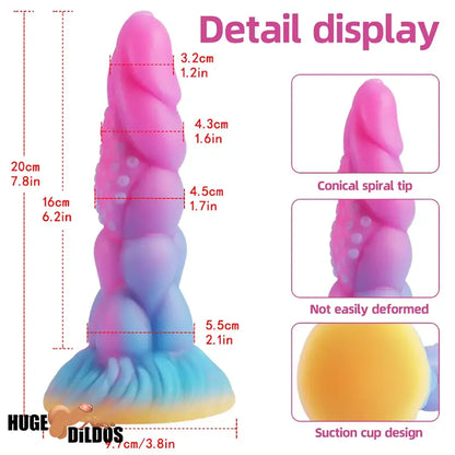 7.8in Monster Luminous Silicone Women Dildo For Hands-Free G Spot