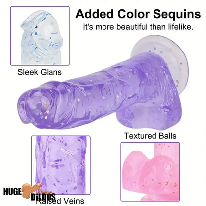 7.3in 7.9in Medical TPE Confetti Clear Dildo For Beginner Sex Indoor Use