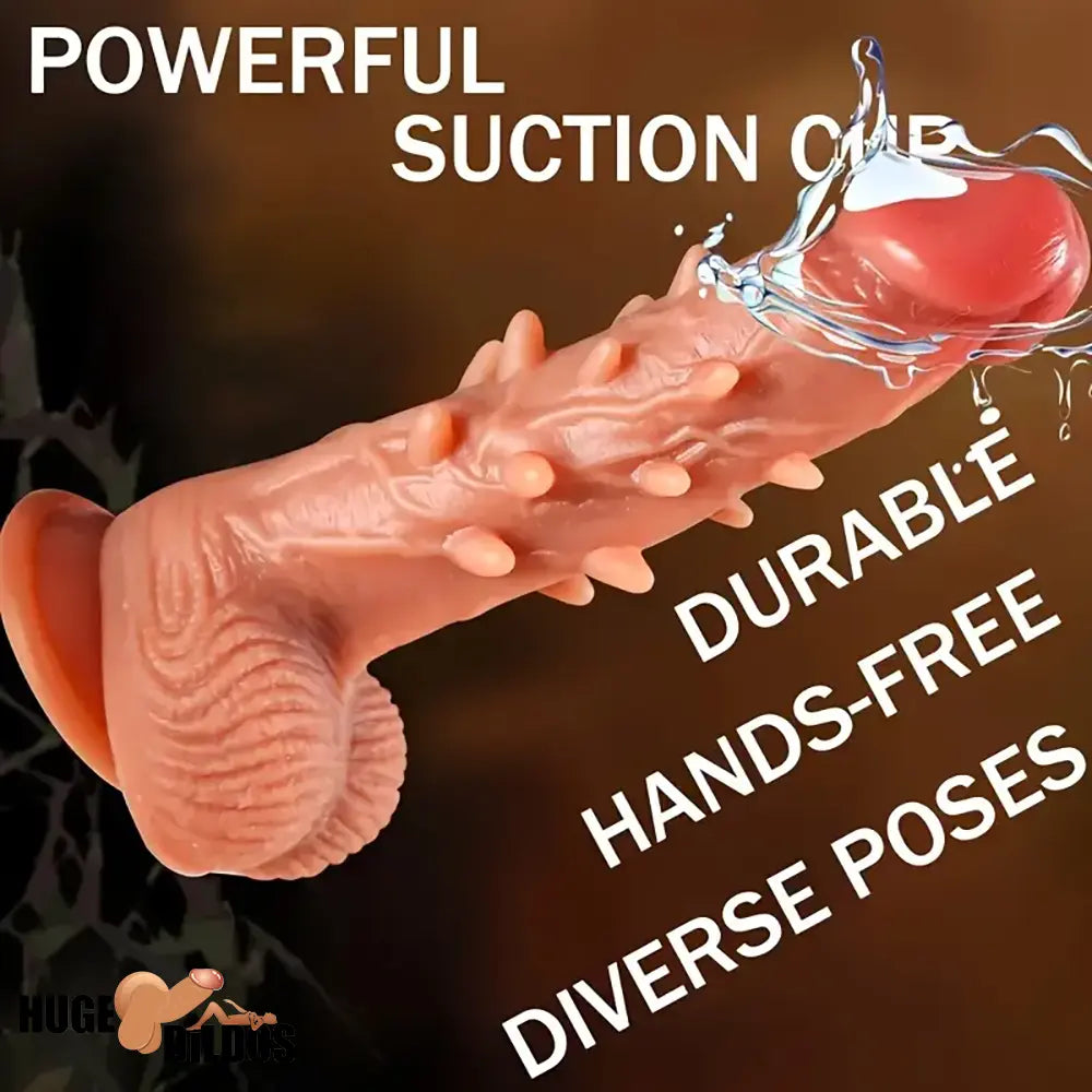 8.66in Large Spiked Vibrating Thrusting Rotation Silicone Soft Hot Dildo