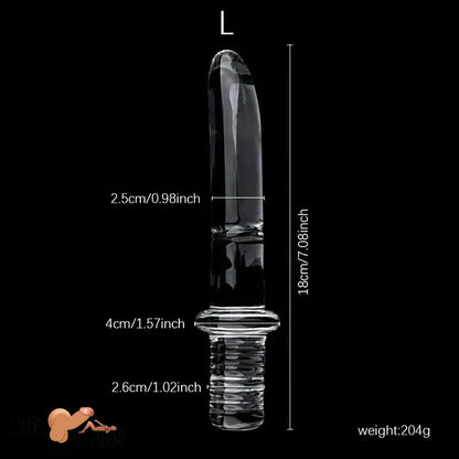 6.69in 6.88in 7.08in 7.28in Clear Unisex Glass Crystal Dildo With Handel Toy