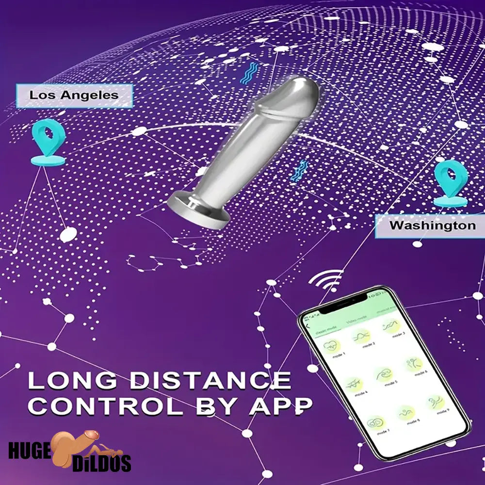 4.52in Stainless Steel Vibrating App Remote Control Dildo For Women Sex