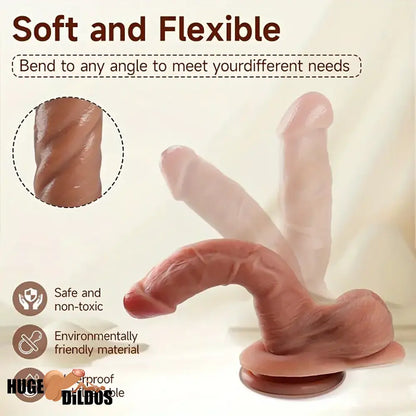 6.69in Realistic Silicone Soft Dildo For Women Anus Clit Hand-Free Game