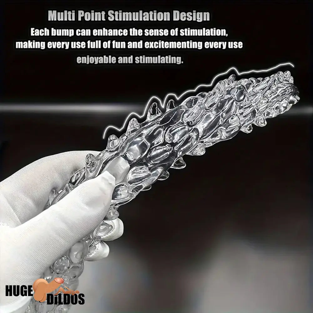 14.8in 18.7in 22.6in Clear Long Dual Heads Huge Spiked Dildo For Couples