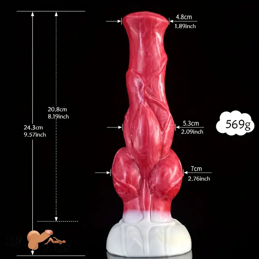 9.57in Animal Big Dog Silicone Soft G Spot Dildo With Strong Suction Base