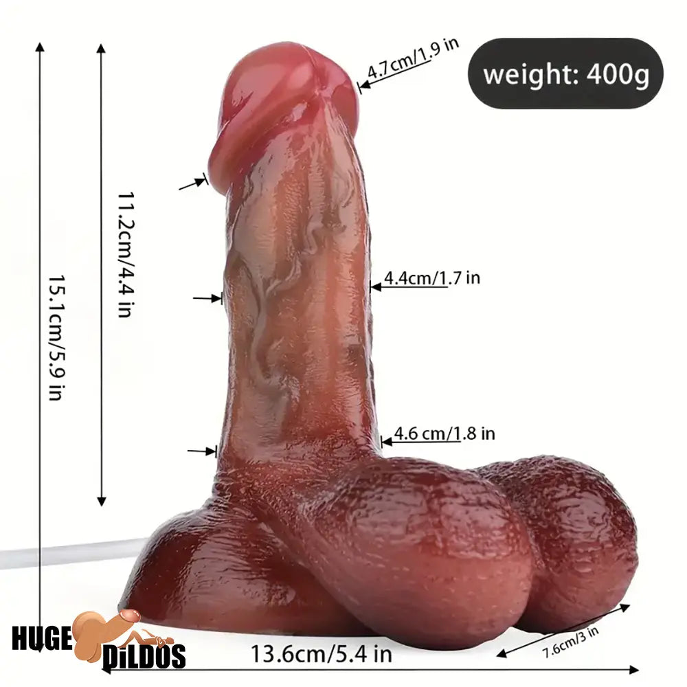 5.9in Soft Real Skin Silicone G Spot Squirting Dildo With Big Testicles Sex