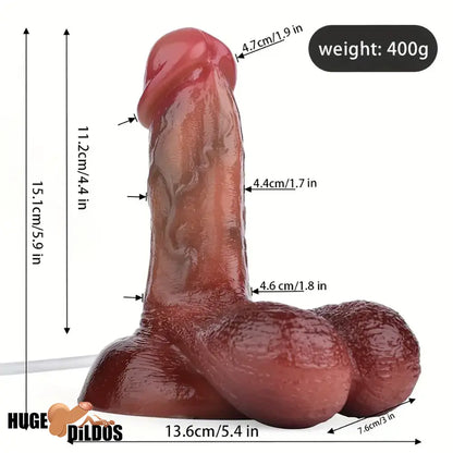 5.9in Soft Real Skin Silicone G Spot Squirting Dildo With Big Testicles Sex