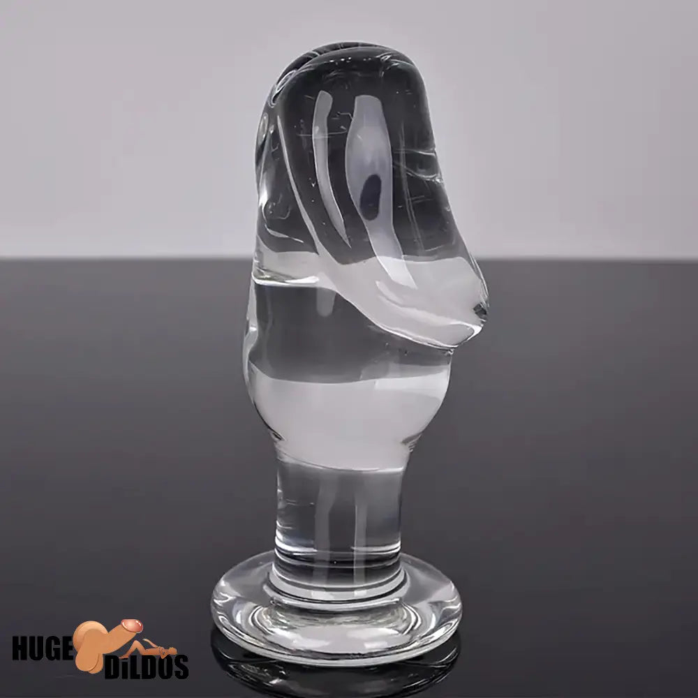 4.53in Clear Elegant Glass Crystal Durable Dildo For Female Male With Base