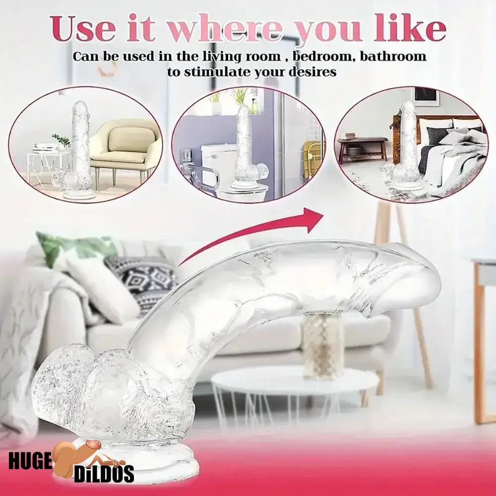 7.3in Clear Real Skin Like Dildo For Female Male Love Pleasure Indoor Use