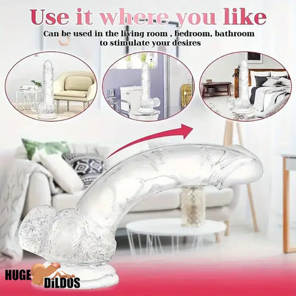 7.3in Clear Real Skin Like Dildo For Female Male Love Pleasure Indoor Use