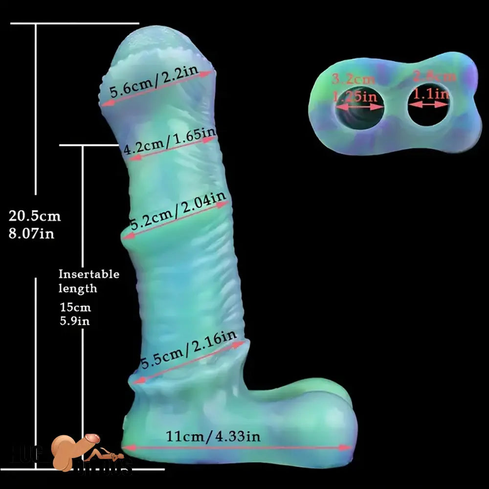8.07in Silicone Soft Dildo Sleeve Horse Dick Luminous Penis Extender