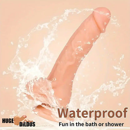 9.25in Lifelike Large Soft Couple Dildo With Curved Shaft Balls For Outdoor