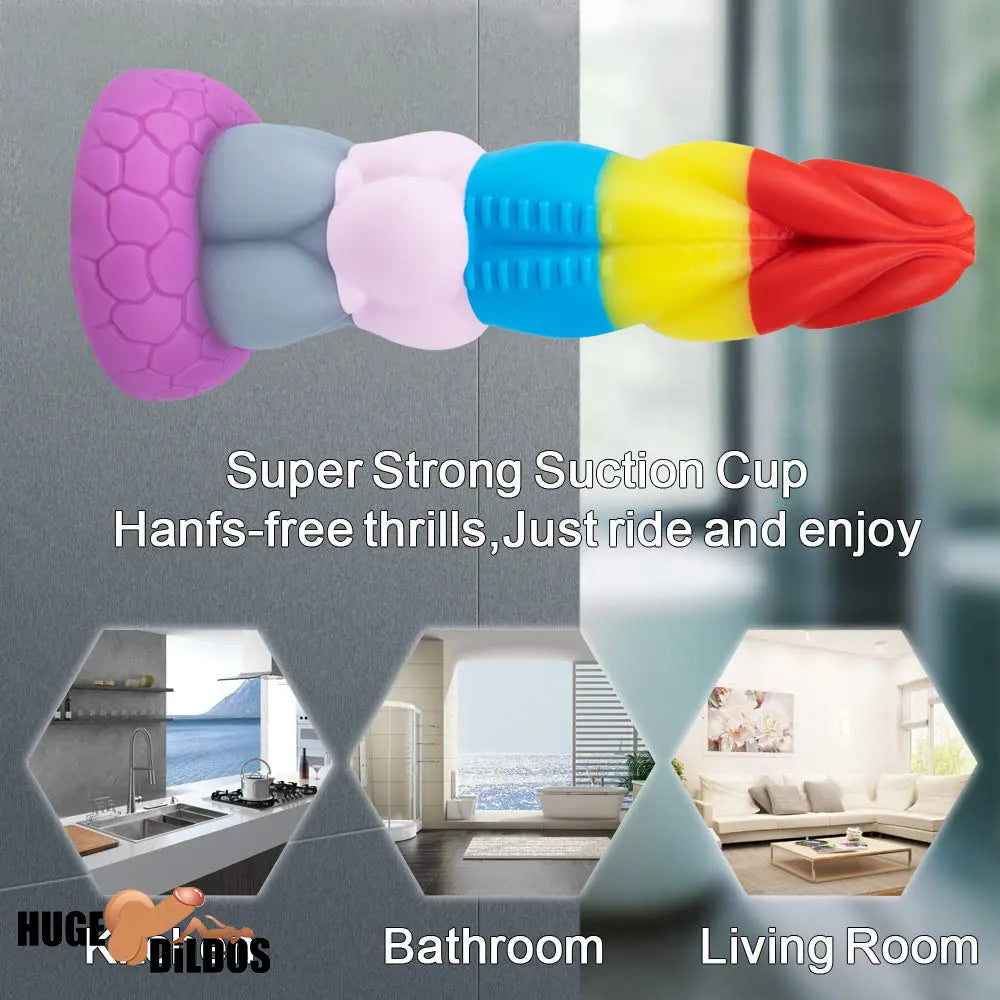 8.66in Silicone Rainbow Soft Big Dildo For Gay LGBT Vaginal Sex Orgasm