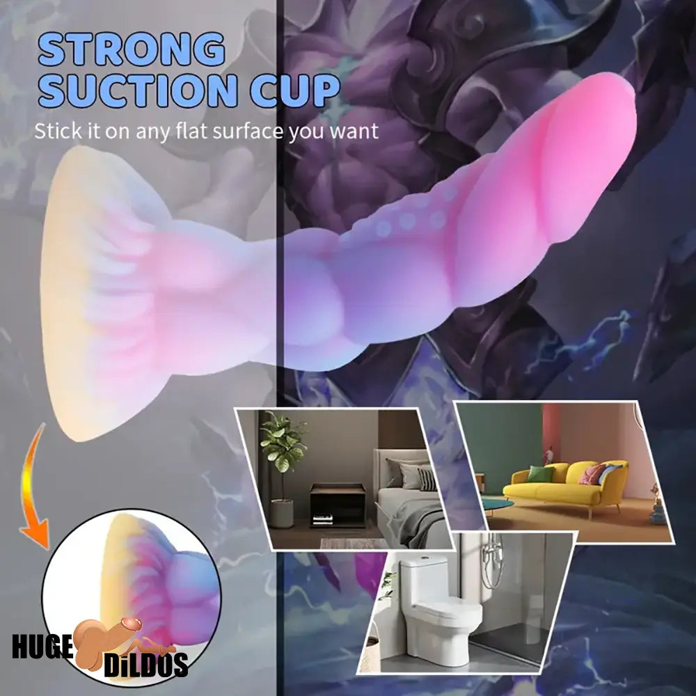 8.14in Flexible Silicone Soft Big Dildo Luminous Monster Big Penis Toy