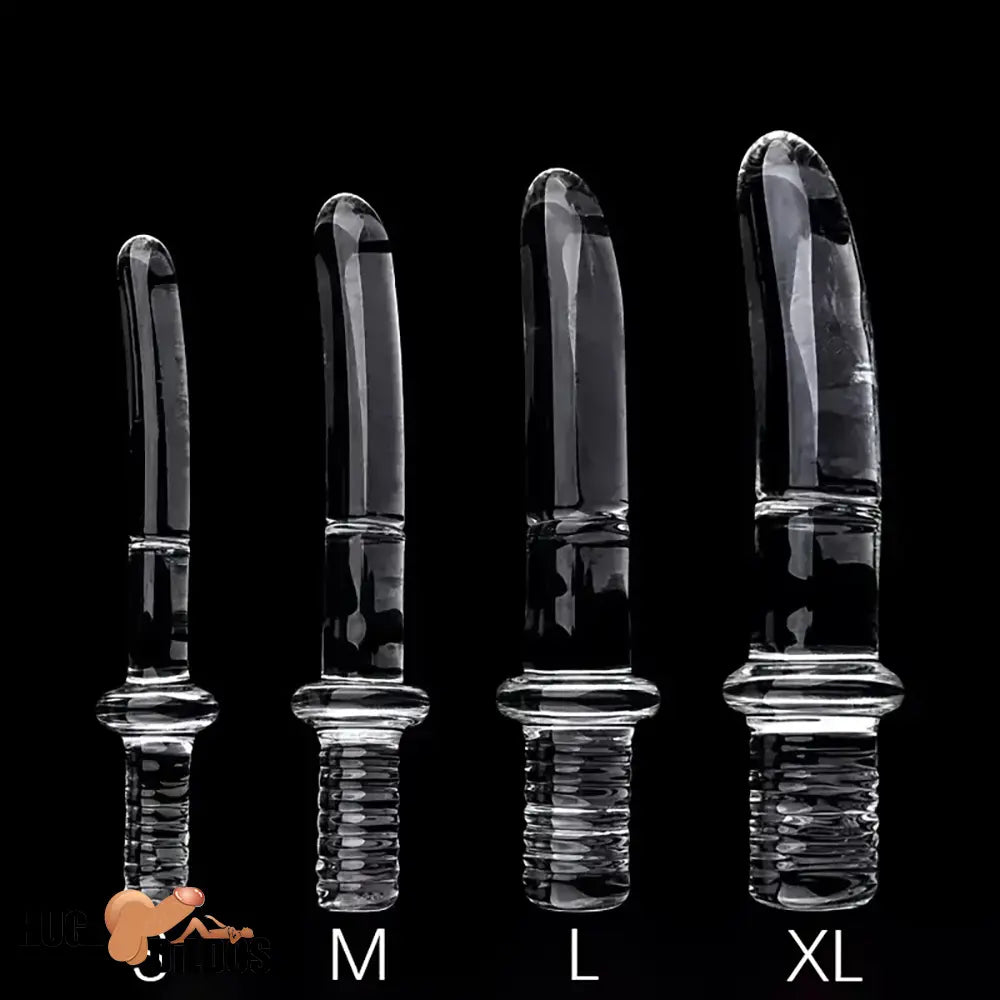 6.69in 6.88in 7.08in 7.28in Clear Unisex Glass Crystal Dildo With Handel Toy