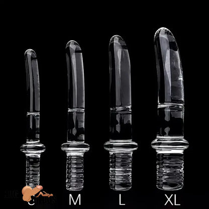 6.69in 6.88in 7.08in 7.28in Clear Unisex Glass Crystal Dildo With Handel Toy