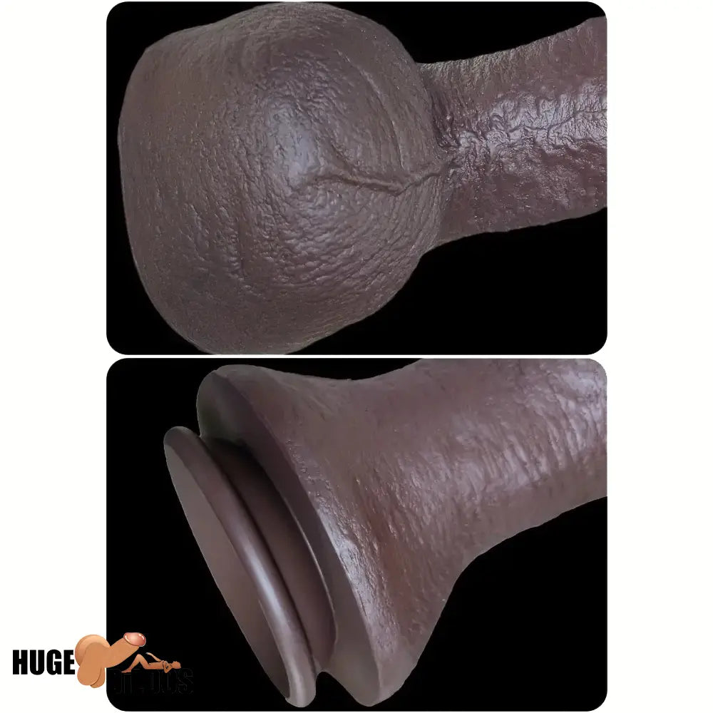 9.44in Lifelike Ebony Fat Silicone Large Soft Skin Dildo With Suction Cup