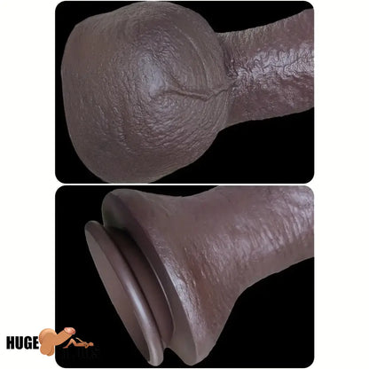 9.44in Lifelike Ebony Fat Silicone Large Soft Skin Dildo With Suction Cup