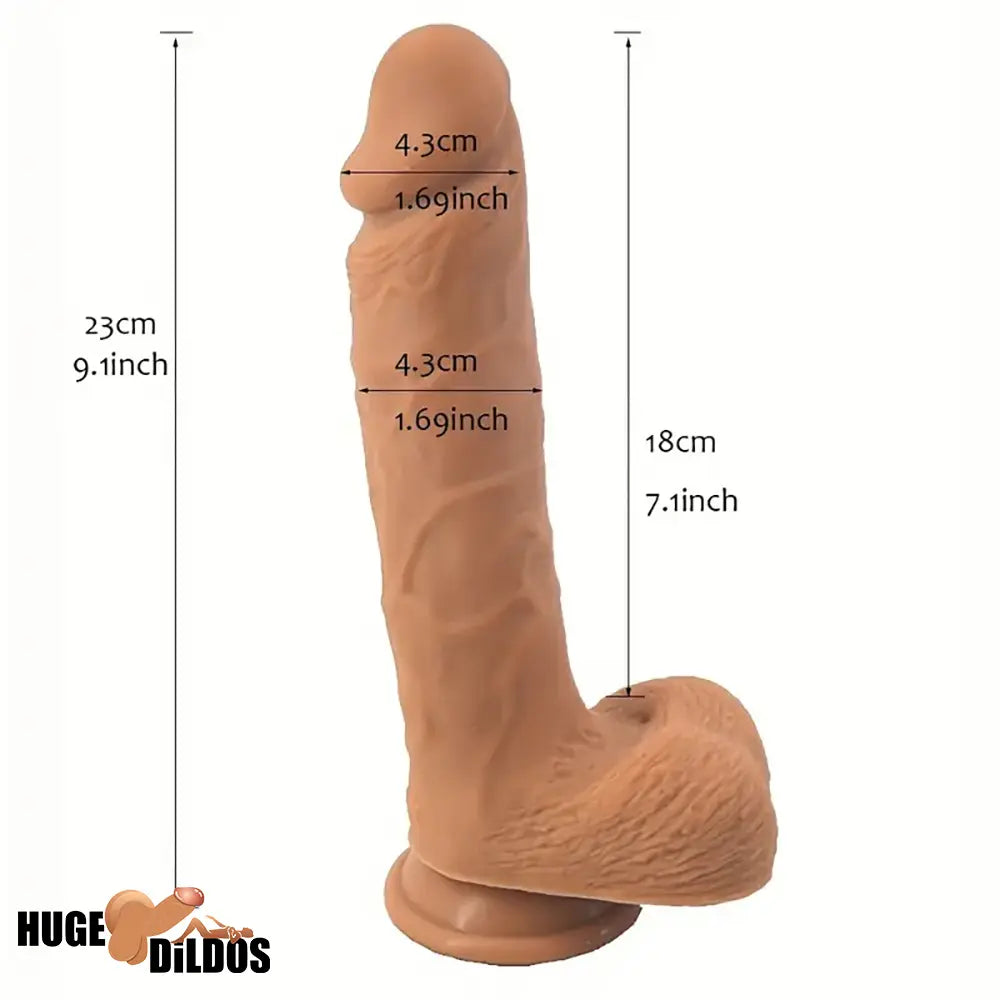 9.1in Silicone Soft Large Dual Density Strap On Dildo For Lesbian Male Gay