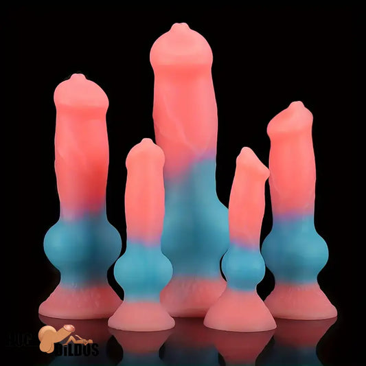 7.08in 7.48in 9.44in 10.23in 13in Silicone Soft Big Glowing Dog Cock Knot Dildo