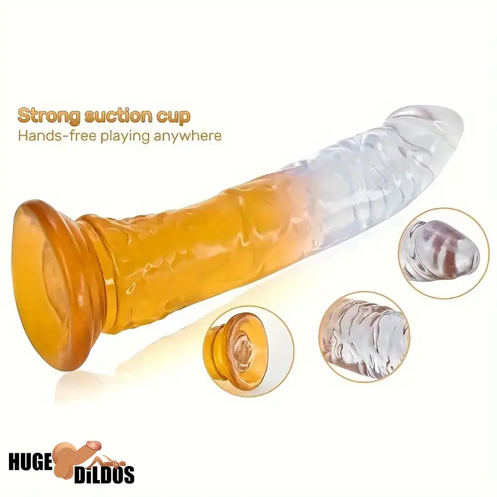 6.29in 7in 7.67in 8.46in Clear Crystal Real Cock Dildo For G-Spot Vagina Sex