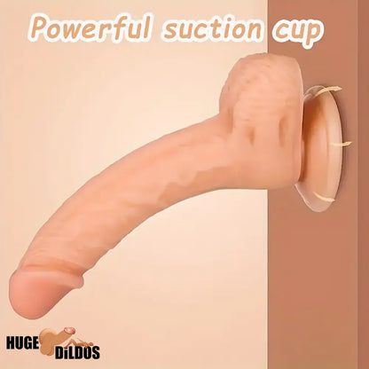 9.25in Lifelike Large Soft Couple Dildo With Curved Shaft Balls For Outdoor