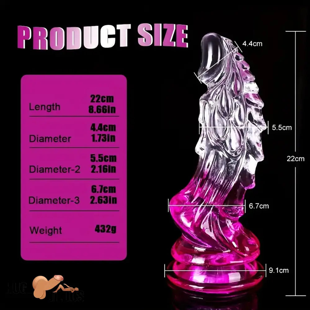 8.66in Clear Huge Spiked Monster Fantasy Dildo For Women Cock Sex Toy