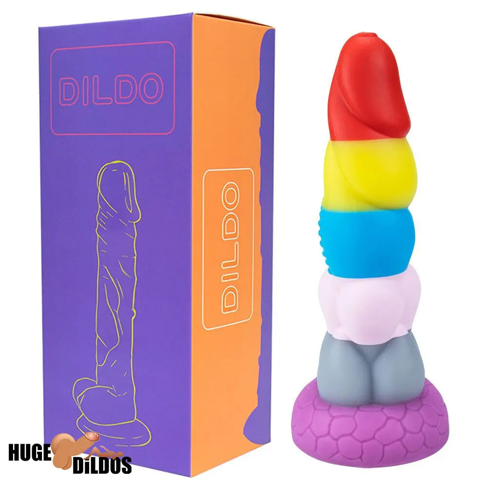 8.66in Silicone Rainbow Soft Big Dildo For Gay LGBT Vaginal Sex Orgasm