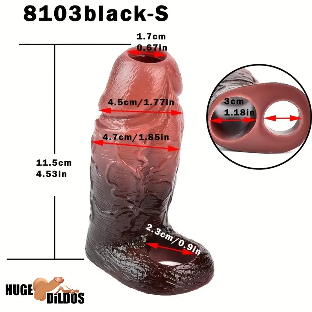 4.53in 5.24in 6.02in Silicone Soft Hollow Dildo Sleeve For Enlargement