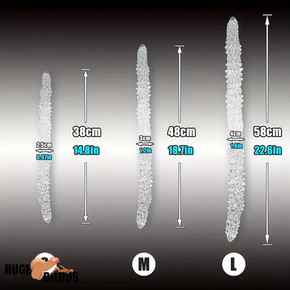 14.8in 18.7in 22.6in Clear Long Dual Heads Huge Spiked Dildo For Couples