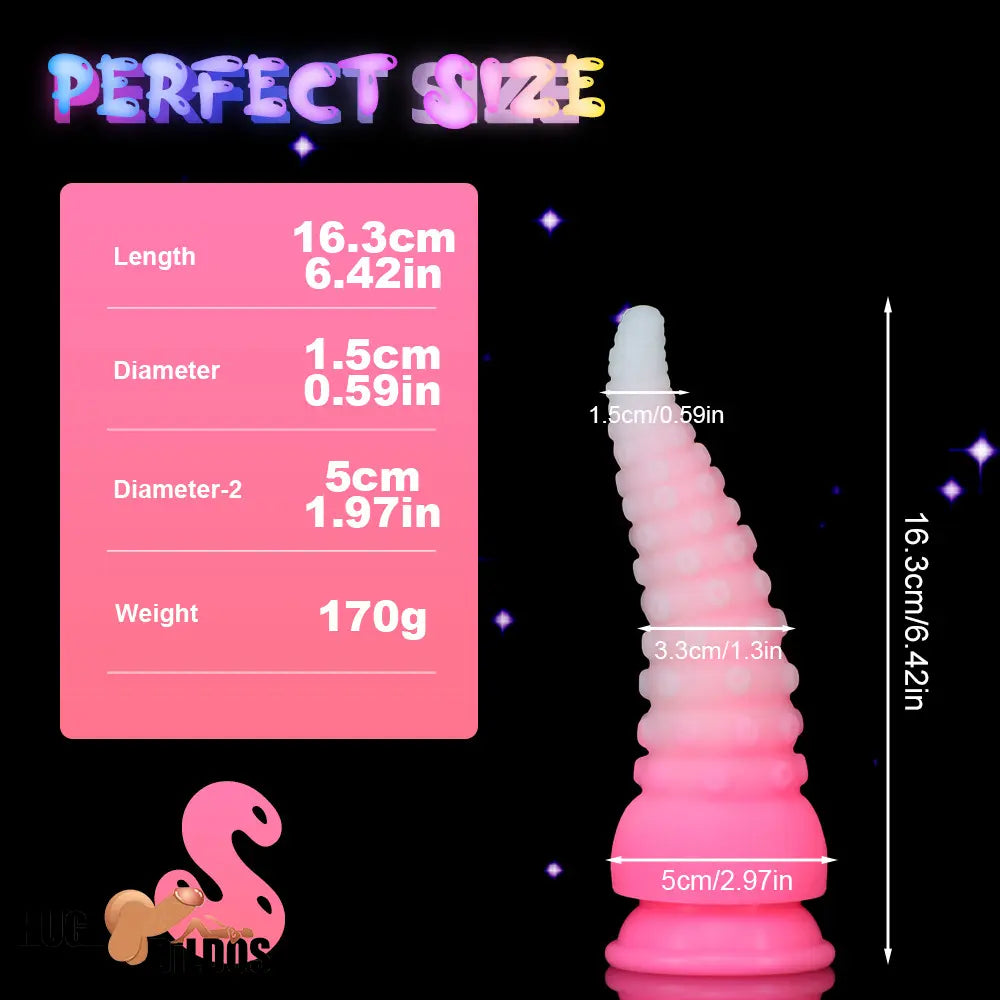 6.42in 7.48in 8.66in Fluorescent Octopus Tentacle Soft Dildo For Men