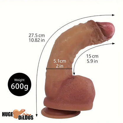 10.82in Extra Soft Silicone Big Curved Dildo For G Spot Prostate Massager