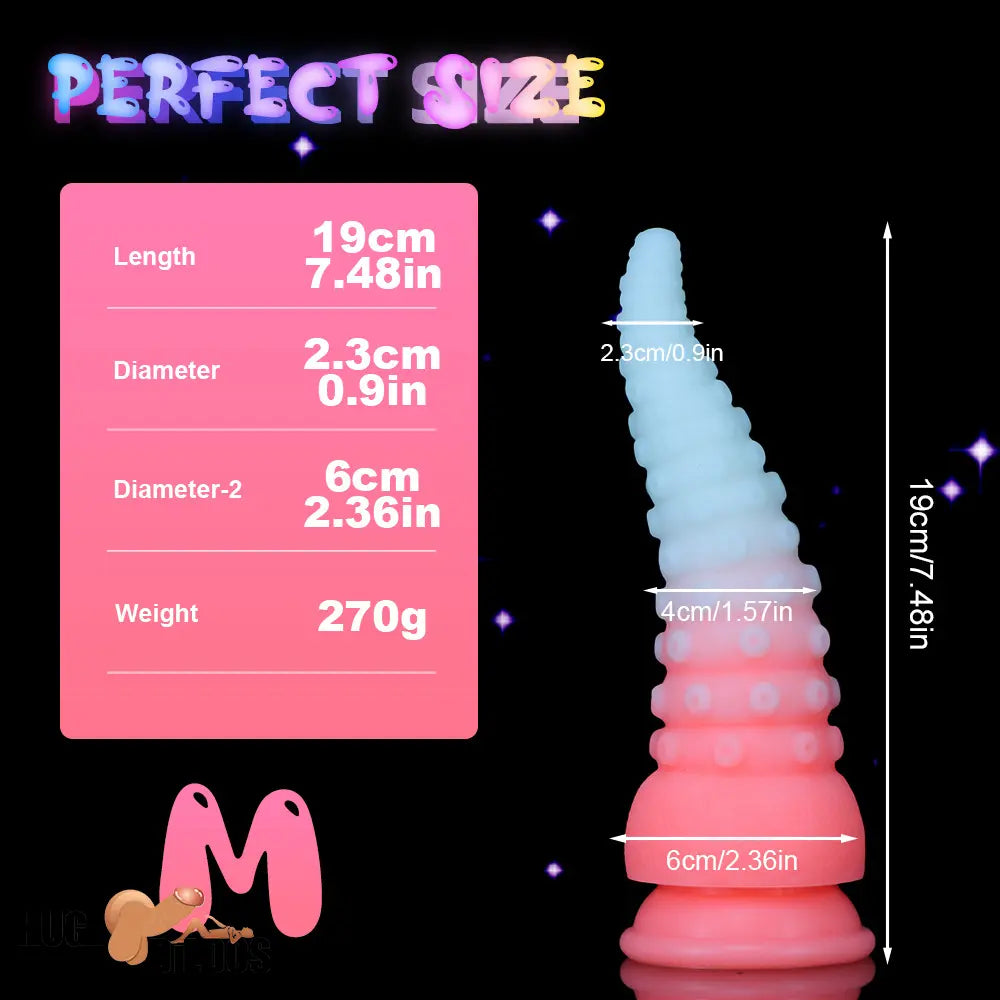 6.42in 7.48in 8.66in Fluorescent Octopus Tentacle Soft Dildo For Men