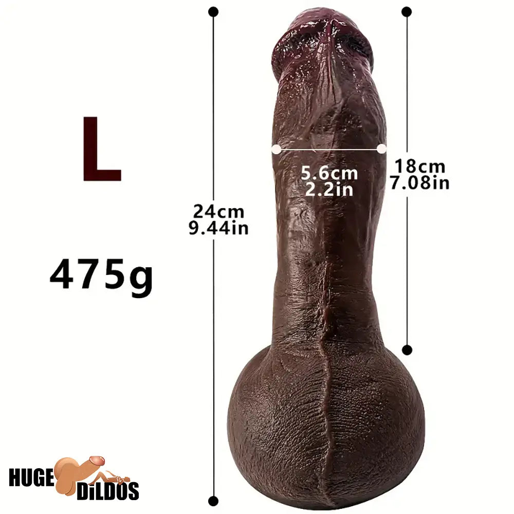8.07in 8.66in 9.44in Ebony Silicone Soft Real Big Dildo For Prostate Sex