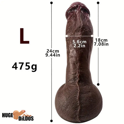 8.07in 8.66in 9.44in Ebony Silicone Soft Real Big Dildo For Prostate Sex