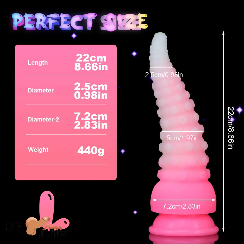 6.42in 7.48in 8.66in Fluorescent Octopus Tentacle Soft Dildo For Men