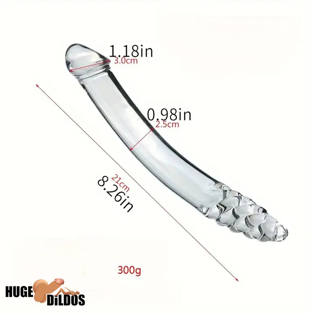 6.49in 8.26in Glass Dual Heads Dildo For G Spot Anal Vaginal Stimulation
