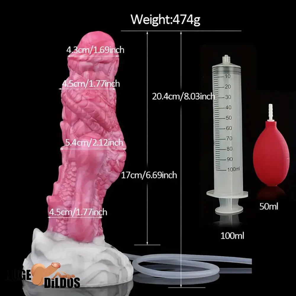8.03in Realistic Animal Alien Dragon Ejaculating Silicone Fantasy Dildo