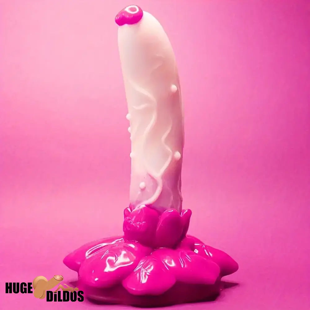 7.4in Soft Flexible Silicone Rose Shape Colored Particles Fantasy Dildo