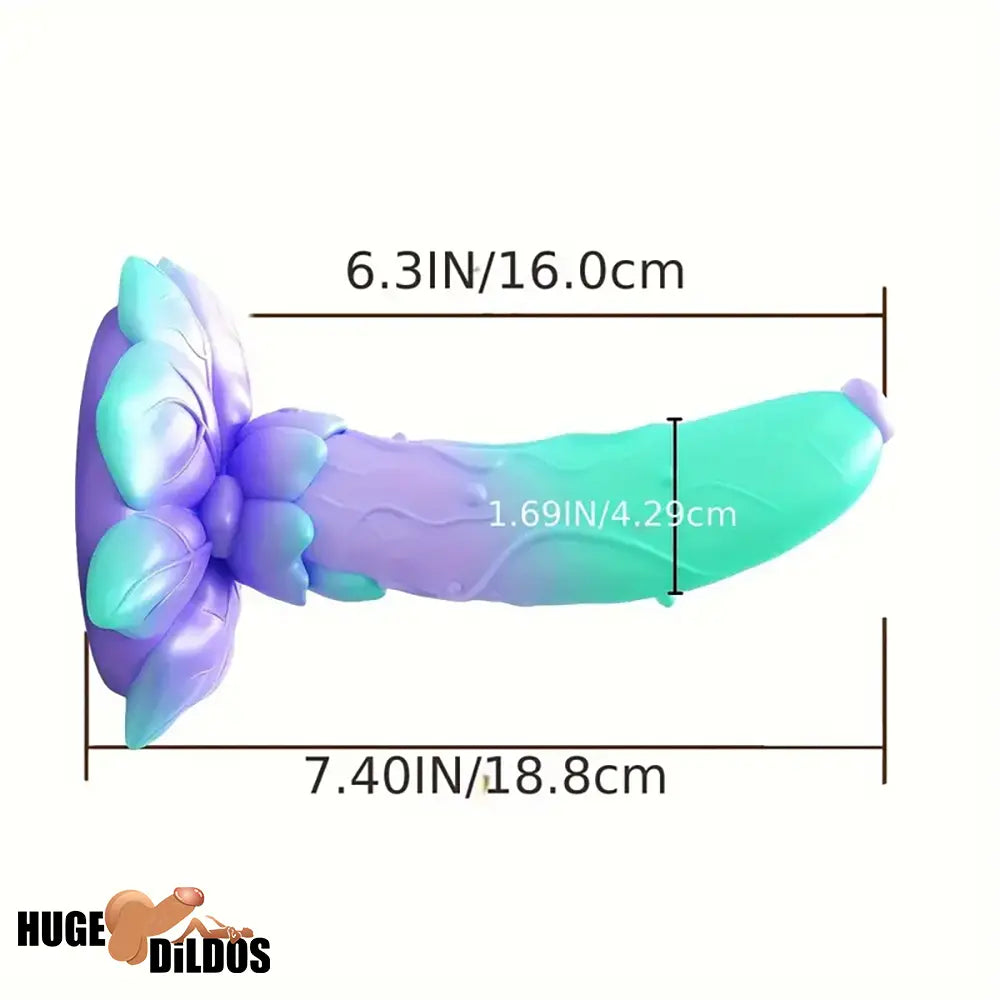 7.4in Soft Flexible Silicone Rose Shape Colored Particles Fantasy Dildo