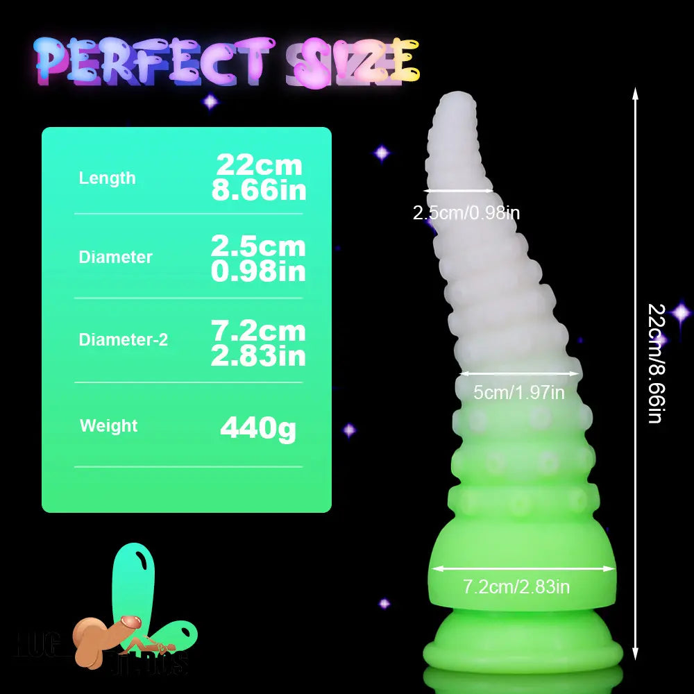 6.42in 7.48in 8.66in Fluorescent Octopus Tentacle Soft Dildo For Men