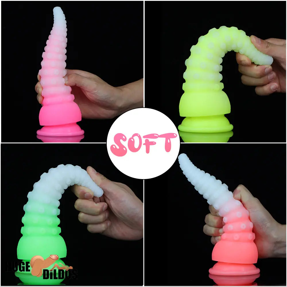 6.42in 7.48in 8.66in Fluorescent Octopus Tentacle Soft Dildo For Men
