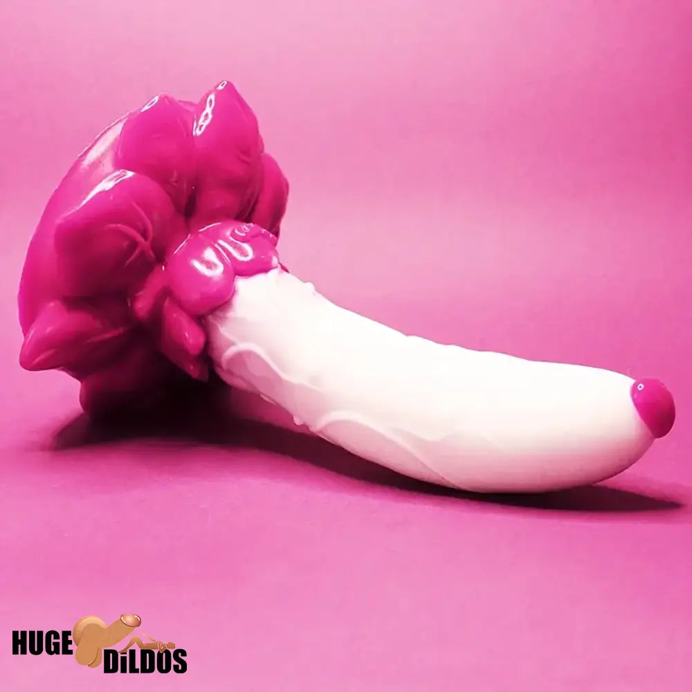7.4in Soft Flexible Silicone Rose Shape Colored Particles Fantasy Dildo