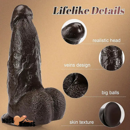 9.84in Superb Skin Sensation Real Thick Ebony Lifelike Dildo For Female