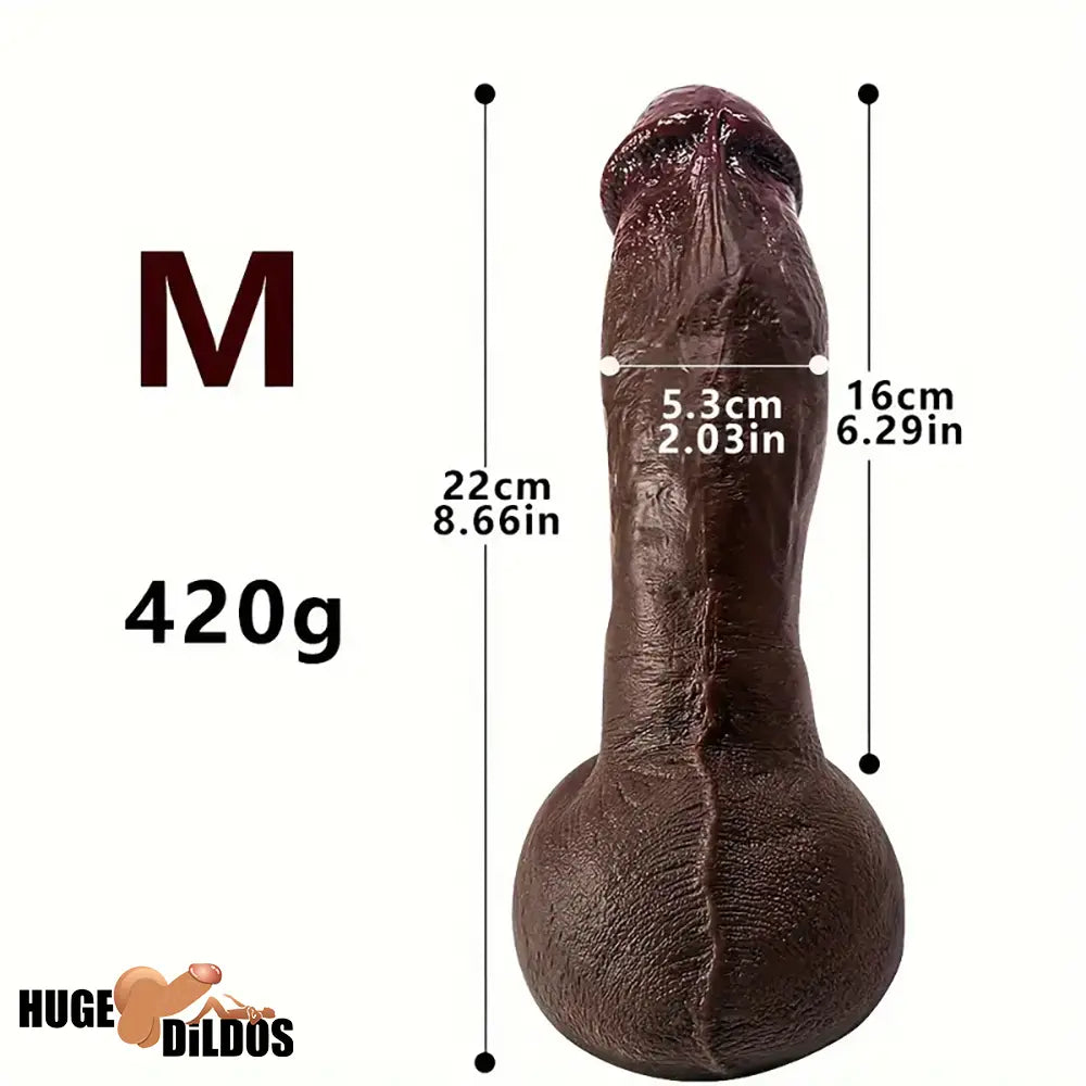 8.07in 8.66in 9.44in Ebony Silicone Soft Real Big Dildo For Prostate Sex